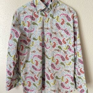 ALAN Flusser Men's Paisley Print Shirt Medium Multicolor Button Down